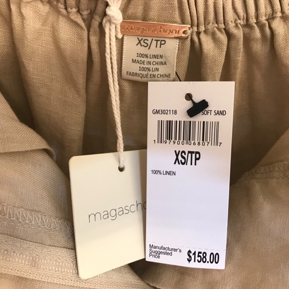 Magaschoni 100% pure linen taupe wide leg trouser, NWT, XS - Picture 5 of 11